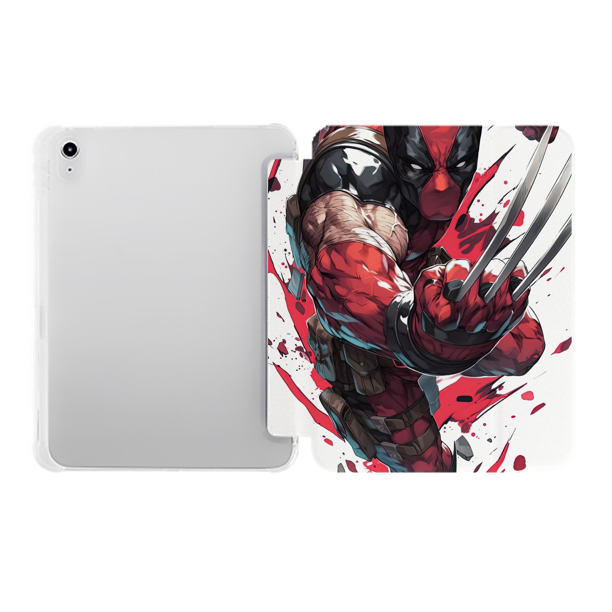 （画像用） Deadpool デッドプール IPad ケース ペン収納付き 三つ折りスタンド PUレザー×シリコン 対応機種9.5/10.5/10.9インチ